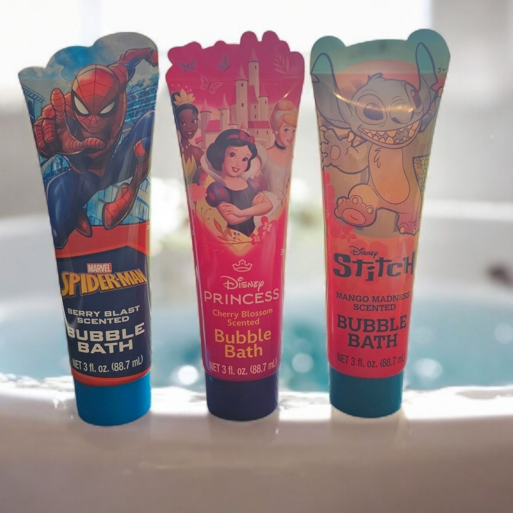 SpiderMan, Disney Princess and Stitch Bubble Bath